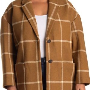Madewell Windowpane Print Wool Blend Coat